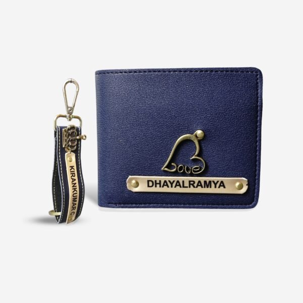 Imported textured wallet + Keychain blue