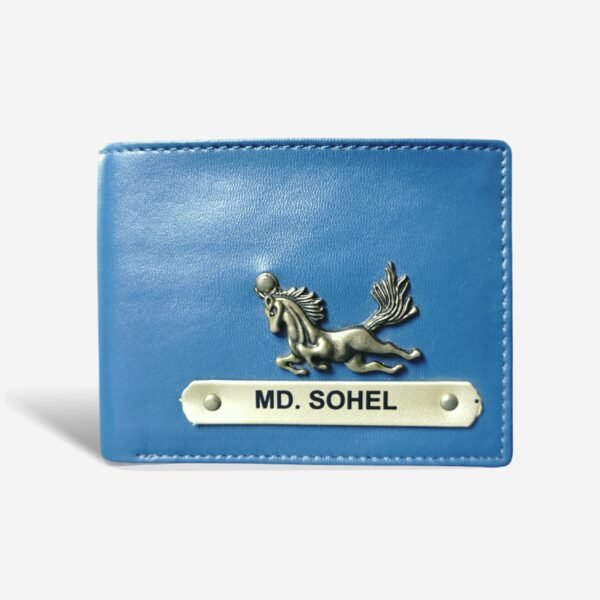 Dual colour wallet - blue - tan