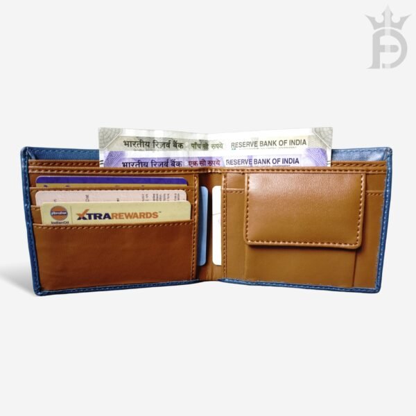 Dual colour wallet - blue - tan - Image 3