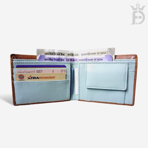 Dual colour wallet - tan - sky blue - Image 3