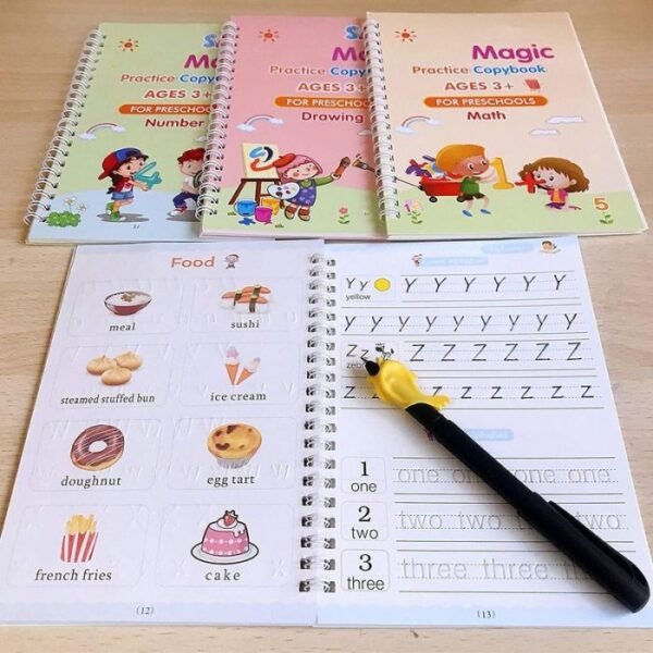 Magic Practice Copybook Reusable Writing Tool Sketch Pad (10 Refill 1 Pen 4 Book) - Image 5